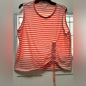 Woman’s Time & Tru Tank Top. Orange and White Stripe (212)